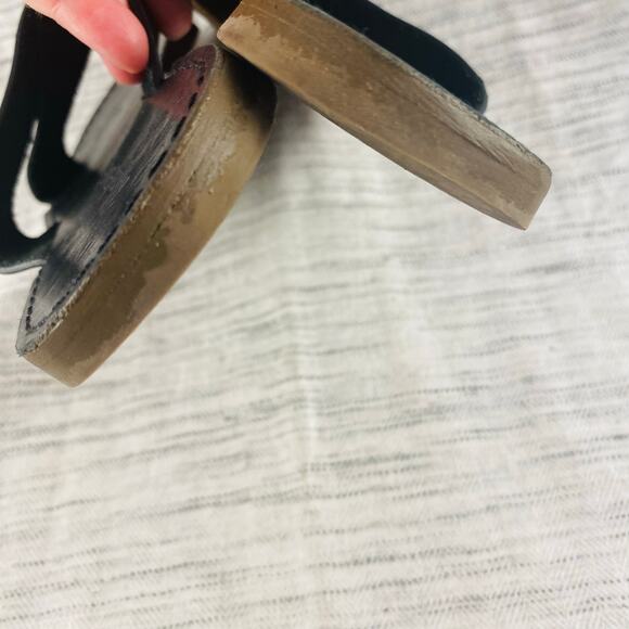 Madewell Raven Black Criss Cross Leather Boardwalk Slide‎ Sandal Sz 7 Minimalist - Picture 5 of 7